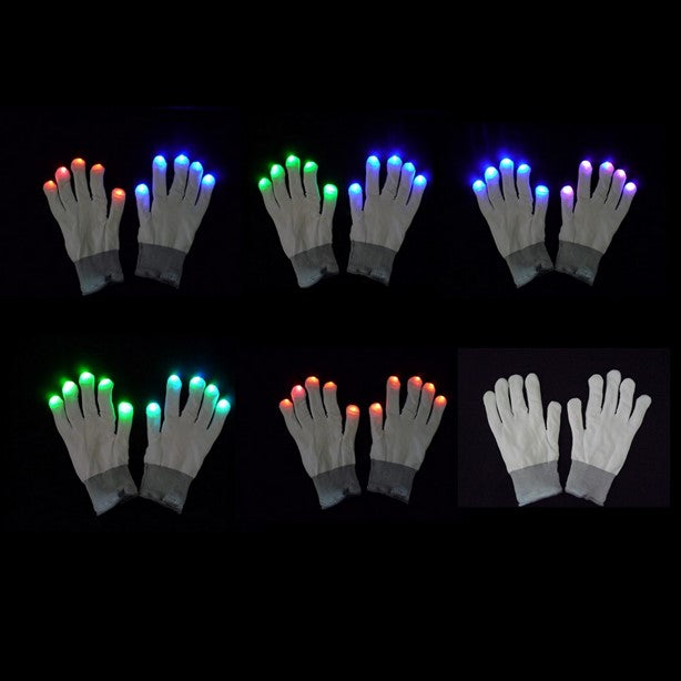 1 Paar LED Handschuhe WEISS – Partyknicklichter
