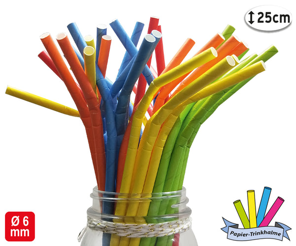 25 Papier-Flexi-Trinkhalme Uni-Farben