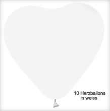 Laden Sie das Bild in den Galerie-Viewer, 10 Herz-Luftballons weiß 23 cm

