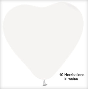 10 Herz-Luftballons weiß 23 cm