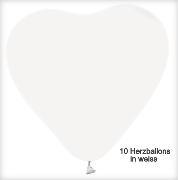 10 Herz-Luftballons weiß 23 cm
