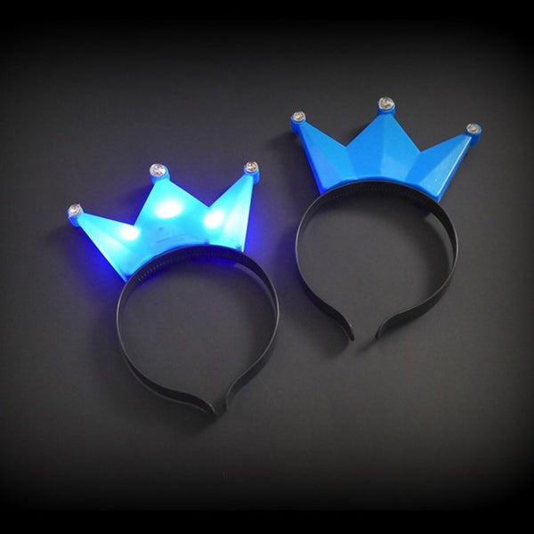 1 LED Haarreif mit Krone BLAU