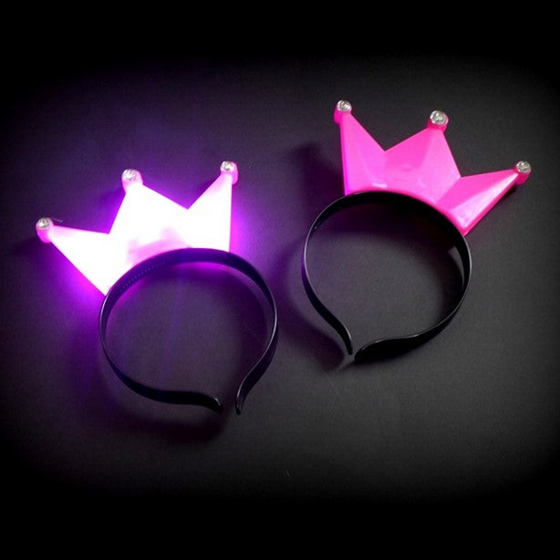 1 LED Haarreif mit Krone PINK