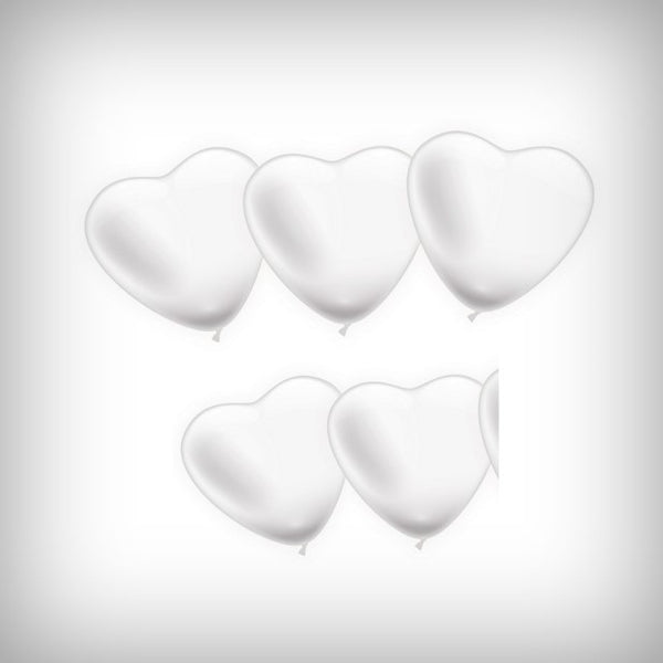 5 Herz-Ballons  WEISS 28 - 30 cm