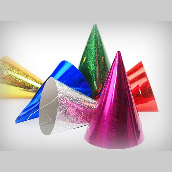 6 Party-Hütchen Holographic Farb-Mix