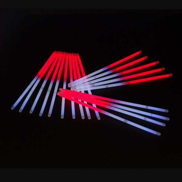 50 Arm-Knicklichter 200 x 5 mm zweifarbig ROT/WEISS