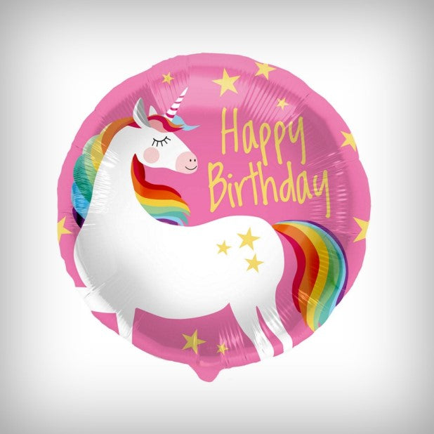 1 Folienballon 'Happy Birthday' Einhorn Pink - 45cm