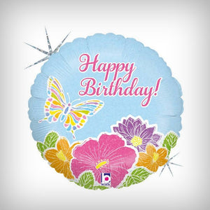 1 Folienballon "Happy Birthday" Pastell Blumen