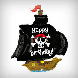 1 Folienballon "Happy Birthday" Piratenschiff 117 cm