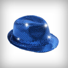 Laden Sie das Bild in den Galerie-Viewer, 1 Paillettenhut BLAU mit LEDs
