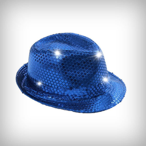 1 Paillettenhut BLAU mit LEDs