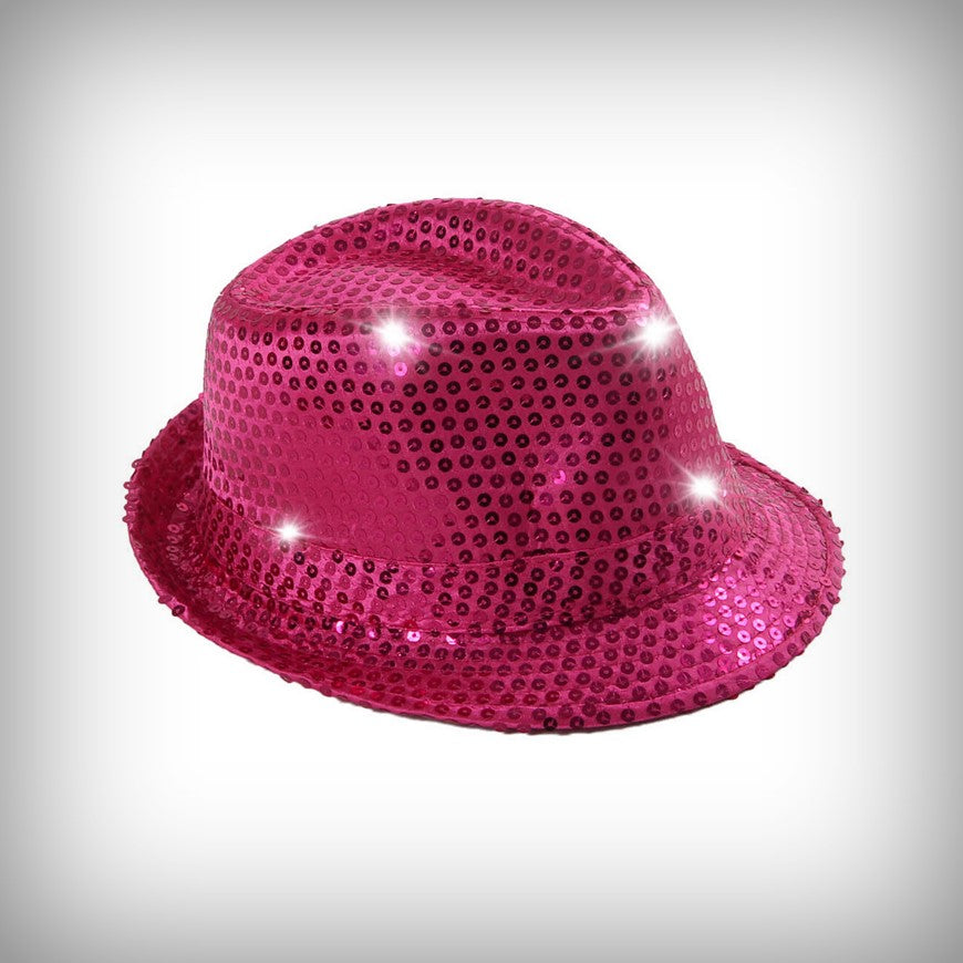 1 Paillettenhut PINK mit LEDs