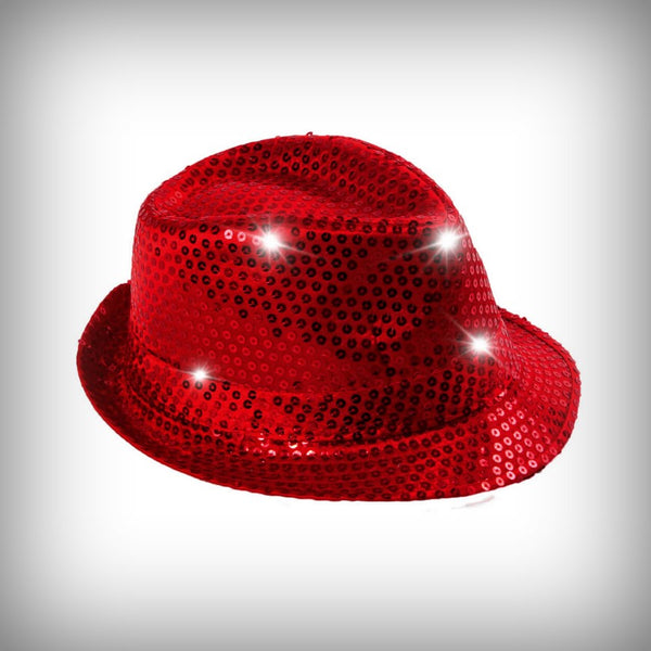1 Paillettenhut ROT mit LEDs