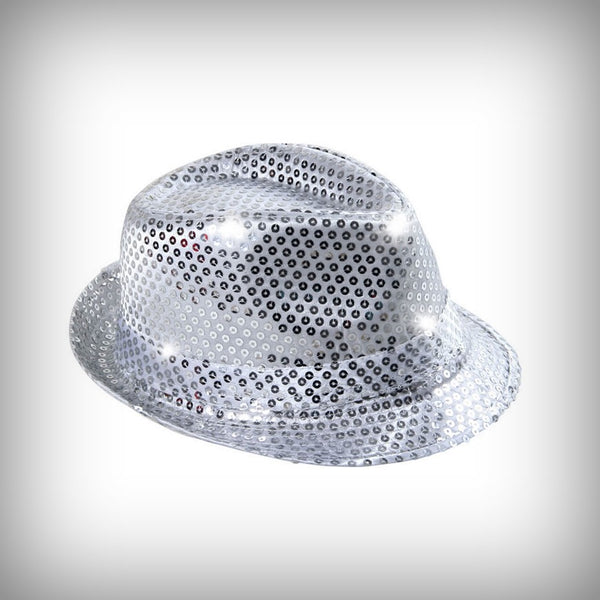 1 Paillettenhut SILBER mit LEDs