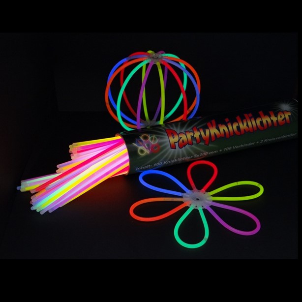 100 Arm-Knicklichter 200 x 5 mm im Farb-Mix