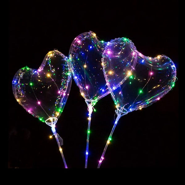 1 Herz-Ballon mit LED Lichterkette MULTICOLOR