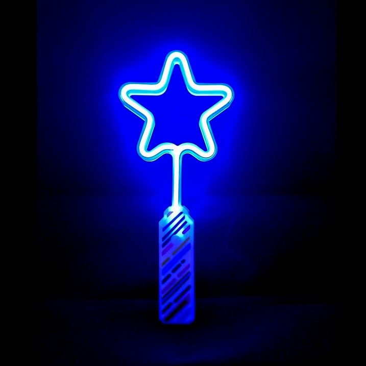 1 LED Neon Leuchtstab mit Stern in BLAU mit 3 Modi – Partyknicklichter