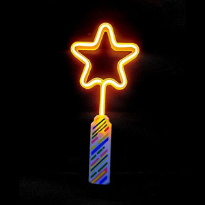 1 LED Neon Leuchtstab mit Stern in GELB mit 3 Modi – Partyknicklichter