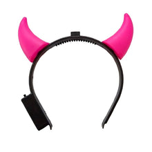 Laden Sie das Bild in den Galerie-Viewer, 50 LED Haarreifen mit Teufelshörnern in PINK - Sonderposten -
