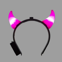 Laden Sie das Bild in den Galerie-Viewer, 50 LED Haarreifen mit Teufelshörnern in PINK - Sonderposten -

