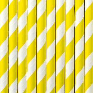 10 Papier-Trinkhalme "Streifen GELB/WEISS"