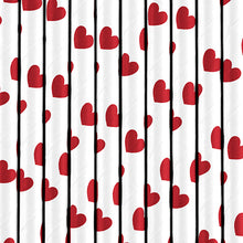 Laden Sie das Bild in den Galerie-Viewer, 10 Papier-Trinkhalme &quot;Herzen ROT&quot;
