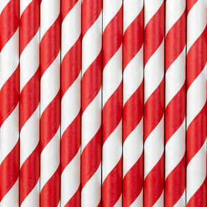 10 Papier-Trinkhalme "Streifen ROT/WEISS"