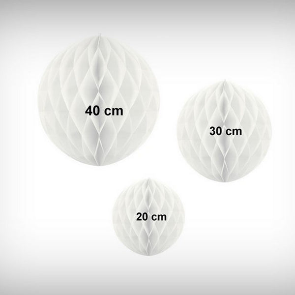 1 Wabenball WEISS 20 cm (Größenauswahl)