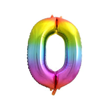 Laden Sie das Bild in den Galerie-Viewer, 1 Folienballon Zahl 0-9 REGENBOGENFARBEN 86 cm (Farbauswahl)
