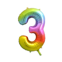 Laden Sie das Bild in den Galerie-Viewer, 1 Folienballon Zahl 0-9 REGENBOGENFARBEN 86 cm (Farbauswahl)
