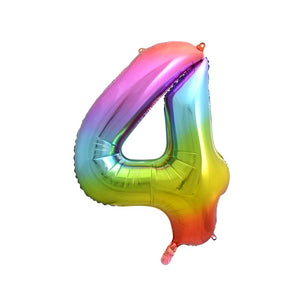 1 Folienballon Zahl 0-9 REGENBOGENFARBEN 86 cm (Farbauswahl)