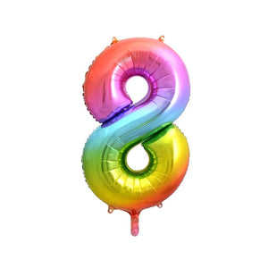 1 Folienballon Zahl 0-9 REGENBOGENFARBEN 86 cm (Farbauswahl)