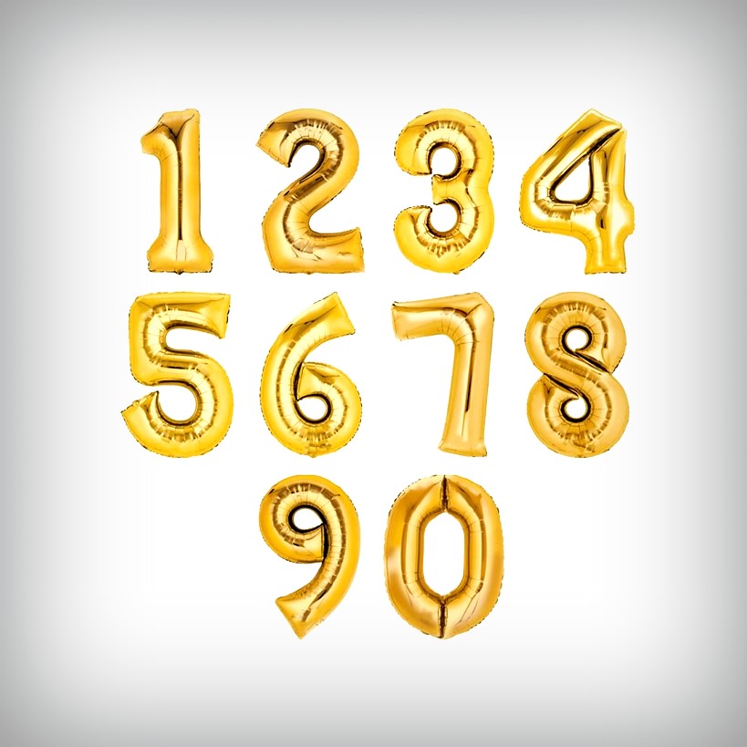 1 Folienballon Zahl 0-9 GOLD 86 cm (Auswahl)