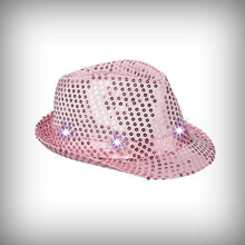 Laden Sie das Bild in den Galerie-Viewer, 1 Pailllettenhut ROSA mit LEDs
