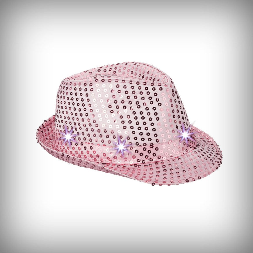 1 Pailllettenhut ROSA mit LEDs