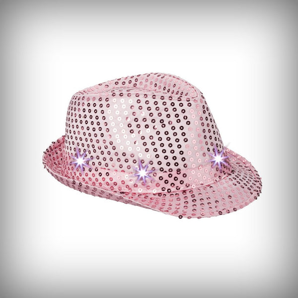 1 Pailllettenhut ROSA mit LEDs