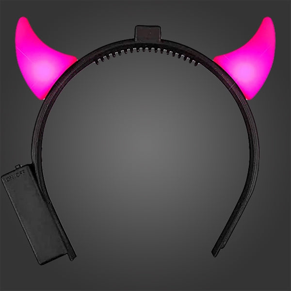 1 LED Haarreif mit Teufelshörnern in PINK
