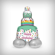Laden Sie das Bild in den Galerie-Viewer, 1 stehender Folienballon &#39;Happy Birthday!&#39; Cake Time - 72 cm
