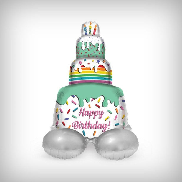 1 stehender Folienballon 'Happy Birthday!' Cake Time - 72 cm