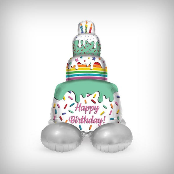 1 stehender Folienballon 'Happy Birthday!' Cake Time - 72 cm