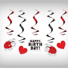Laden Sie das Bild in den Galerie-Viewer, 5 Swirls Happy Birthday, Marienkäfer u. Herzen
