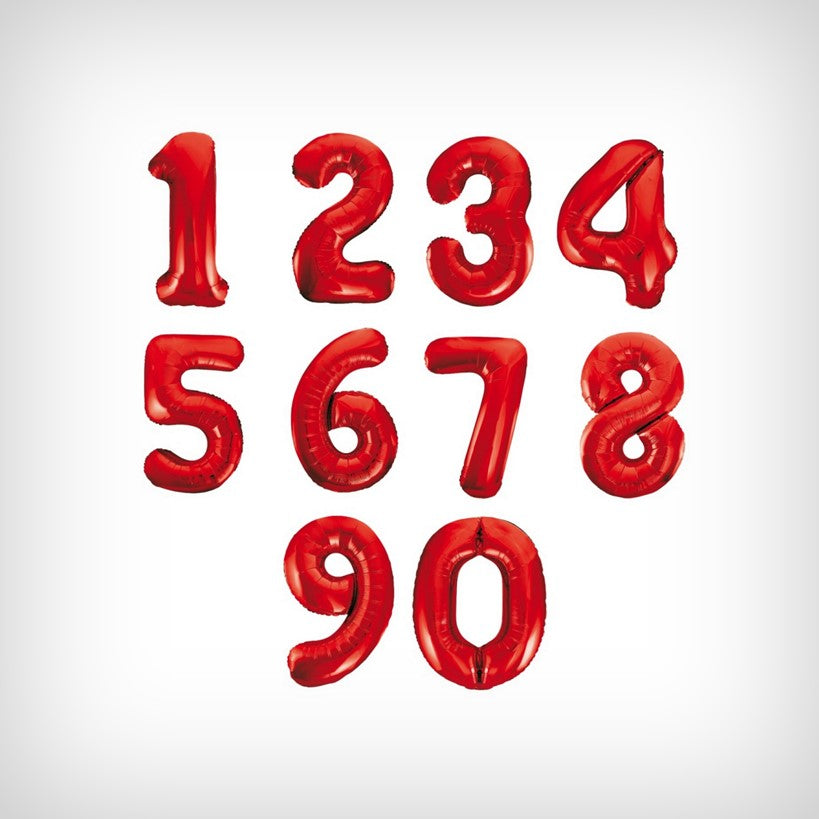 1 Folienballon Zahl 0-9 ROT 86 cm (Auswahl)
